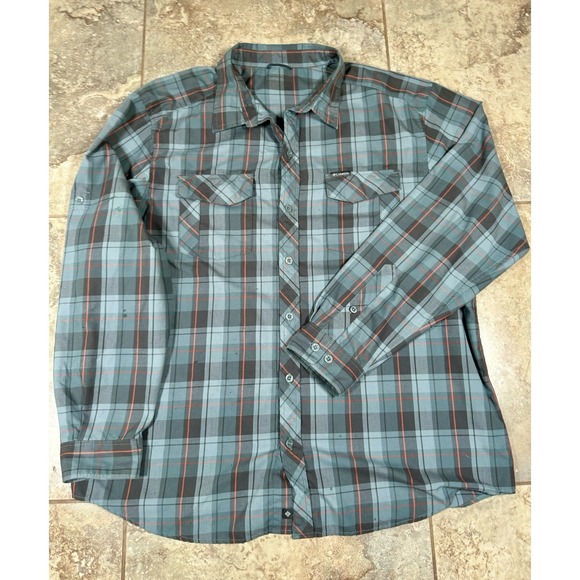 Columbia Men's Size XL Shirt Omni Wick Advanced Evaporation Plaid Blue Vent Flaw - Picture 2 of 13